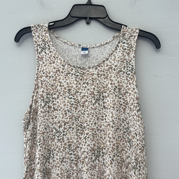 Old Navy Beige Leopard Print Jersey Knit Swing Dress Size Large - Picture 3 of 4